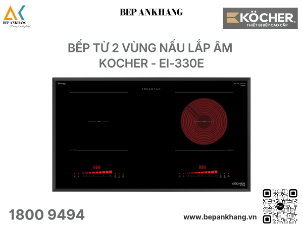 Bếp điện từ 2 vùng nấu Kocher EI-330E - Nhập khẩu Hàn Quốc